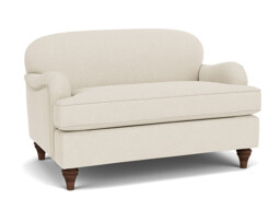 White Chenille Loveseat Armchair - Traditional Snuggler Cuddler Custom Arm Chair In Stain Resistant Chenille - Lincoln Range