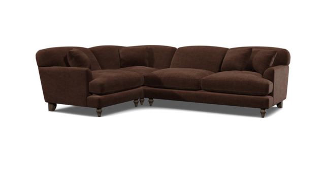 Brown Velvet 3 Seater Left Corner Sofa - Traditional Style Custom Sofa In Easy Clean Velvet - Galloway Range - image 1