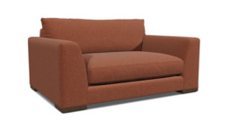 Red Velvet Loveseat Armchair - Modern Snuggle Cuddler Custom Arm Chair In Easy Clean Velvet - Kingston Range