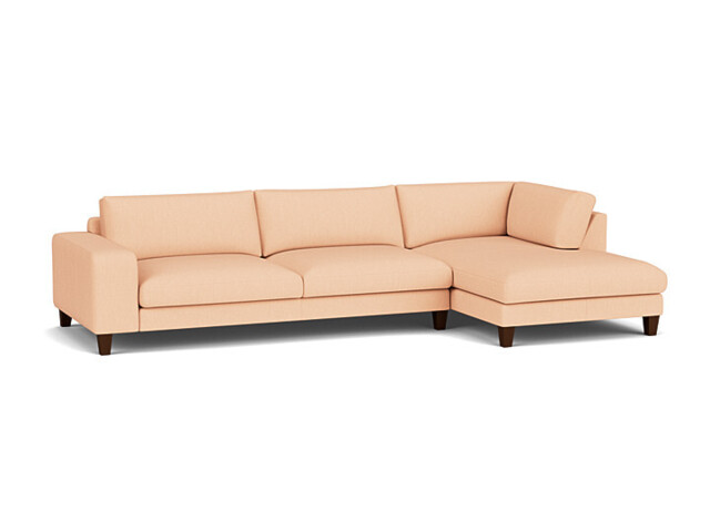 Pink Velvet 3.5 Seater Sofa With Chaise - Modern Style Custom Sofa In Stain Resistant Velvet - Kingly Range - image 1
