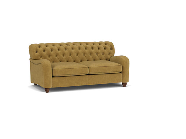 Yellow Velvet 3 Seater Sofabed - Traditional Button Back Custom Sofa In Stain Resistant Velvet - Bakewell Range - image 1