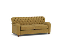 Yellow Velvet 3 Seater Sofabed - Traditional Button Back Custom Sofa In Stain Resistant Velvet - Bakewell Range