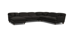 Black Velvet U Shaped Sofa - Traditional U Shape Corner Custom Sofa In Easy Clean Velvet - Galloway Range - thumbnail 1