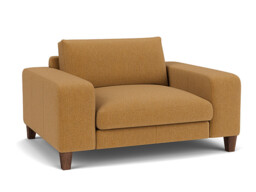 Orange Velvet Loveseat Armchair - Modern Snuggle Cuddler Custom Arm Chair In Stain Resistant Velvet - Kingly Range