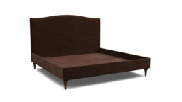 Brown Velvet Emperor Size Bed Frame - Traditional Low End With Large Headboard In Easy Clean Velvet - Avebury Range - thumbnail 1