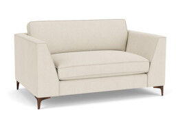 White Chenille Loveseat Armchair - Modern Snuggle Cuddler Custom Arm Chair In Stain Resistant Chenille - Clapham Range - thumbnail 1