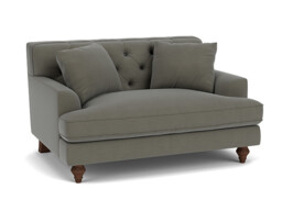Grey Fabric Loveseat Armchair - Traditional Snuggler Cuddler Custom Arm Chair In Easy Clean Fabric - Charnwood Range