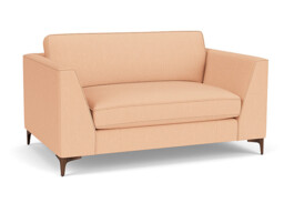 Pink Velvet Loveseat Armchair - Modern Snuggle Cuddler Custom Arm Chair In Stain Resistant Velvet - Clapham Range