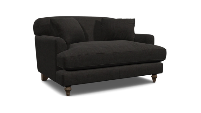 Black Velvet Loveseat Armchair - Traditional Snuggler Cuddler Custom Arm Chair In Easy Clean Velvet - Galloway Range - image 1