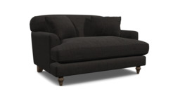 Black Velvet Loveseat Armchair - Traditional Snuggler Cuddler Custom Arm Chair In Easy Clean Velvet - Galloway Range
