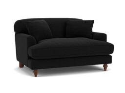 Black Velvet Loveseat Armchair - Traditional Snuggler Cuddler Custom Arm Chair In Easy Clean Velvet - Galloway Range