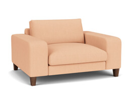Pink Velvet Loveseat Armchair - Modern Snuggle Cuddler Custom Arm Chair In Stain Resistant Velvet - Kingly Range