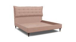 Pink Velvet Emperor Size Bed Frame - Traditional Low End With Large Headboard In Stain Resistant Velvet - Lyndhurst Range