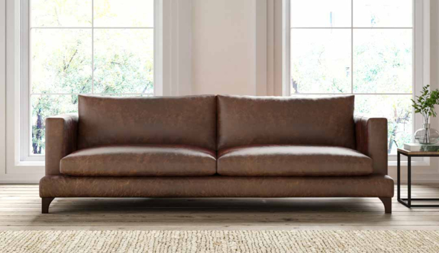 Brown Tan 3 Seater Leather Sofa -Modern Contemporary Style Medium Premium Top Grain Leather Sofa - Holland Range - image 1