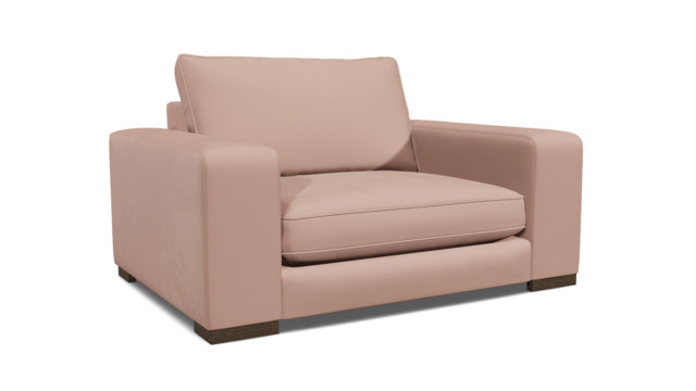 Pink Velvet Loveseat Armchair - Modern Snuggle Cuddler Custom Arm Chair In Stain Resistant Velvet - Ashdown Range - image 1