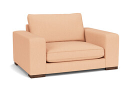 Pink Velvet Loveseat Armchair - Modern Snuggle Cuddler Custom Arm Chair In Stain Resistant Velvet - Ashdown Range - thumbnail 1