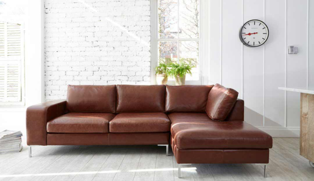 Brown Tan 3 Seater Leather Sofa -Modern Contemporary Style Medium Premium Top Grain Leather Sofa - Kingly Range - image 1