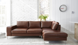 Brown Tan 3 Seater Leather Sofa -Modern Contemporary Style Medium Premium Top Grain Leather Sofa - Kingly Range - thumbnail 3