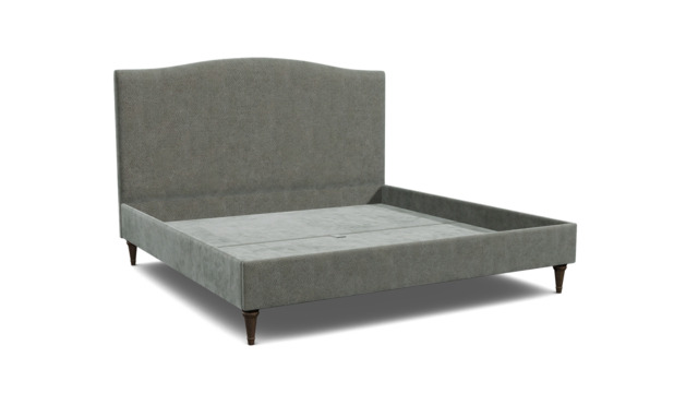 Grey Fabric Emperor Size Bed Frame - Traditional Low End With Large Headboard In Easy Clean Fabric - Avebury Range - image 1