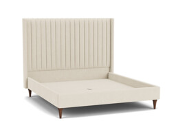 White Chenille Super King Size Bed Frame - Modern Style Bed With Headboard In Stain Resistant Chenille - Wokingham Range - thumbnail 1