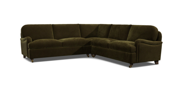 Green Linen 3.5 Seater Corner Sofabed - Traditional Fold Out Custom Sofa Bed - Helston Range - image 1