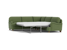 Green Linen 3.5 Seater Corner Sofabed - Traditional Fold Out Custom Sofa Bed - Helston Range