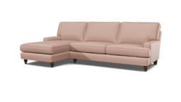 Pink Velvet 2 Seater Sofa With Chaise - Modern Style Custom Sofa In Stain Resistant Velvet - Whinfell Range - thumbnail 1