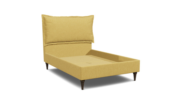 Yellow Velvet Double Bed Frame - Traditional Low End With Large Headboard In Stain Resistant Velvet - Lyndhurst Range - image 1