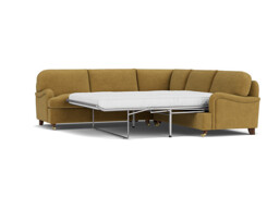 Yellow Velvet 3.5 Seater Corner Sofabed - Traditional Fold Out Custom Sofa Bed In Stain Resistant Velvet - Helston Range