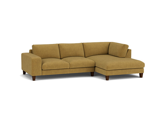 Yellow Velvet 2.5 Seater Sofa With Chaise - Modern Style Custom Sofa In Stain Resistant Velvet - Kingly Range - image 1