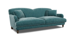 Teal Velvet 4 Seater Sofa - Traditional Style Custom Sofa In Stain Resistant Velvet - Evelyn Range - thumbnail 1