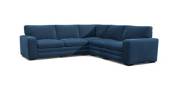 Blue Velvet 3X3 Seater Corner Sofa - Modern Style Custom Sofa In Easy Clean Velvet - Sloane Range - thumbnail 1