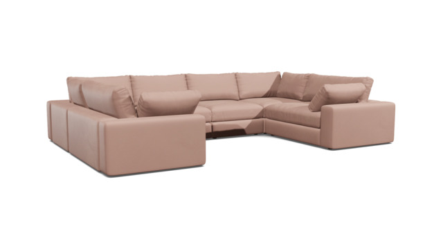 Pink Velvet U Shaped Sofa - Modren U Shape Corner Custom Sofa In Stain Resistant Velvet - Purley Range - image 1