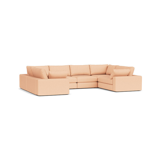 Pink Velvet U Shaped Sofa - Modren U Shape Corner Custom Sofa In Stain Resistant Velvet - Purley Range - image 1