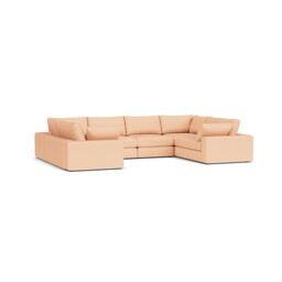 Pink Velvet U Shaped Sofa - Modren U Shape Corner Custom Sofa In Stain Resistant Velvet - Purley Range