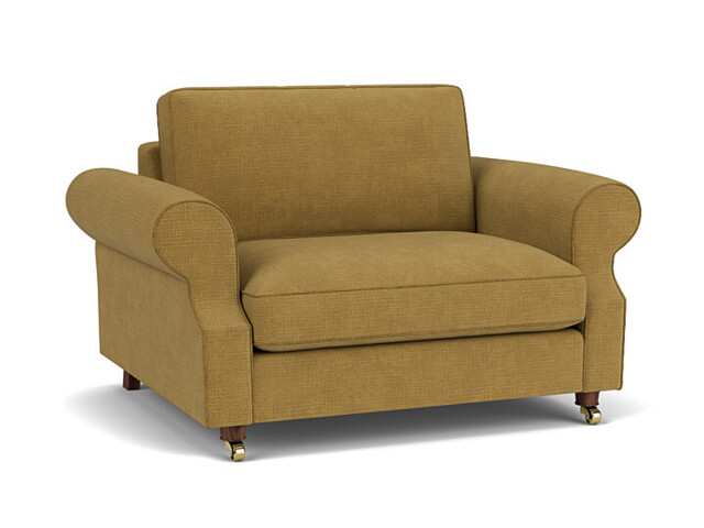 Yellow Velvet Loveseat Armchair - Traditional Snuggler Cuddler Custom Arm Chair In Stain Resistant Velvet - Kendal Range - image 1