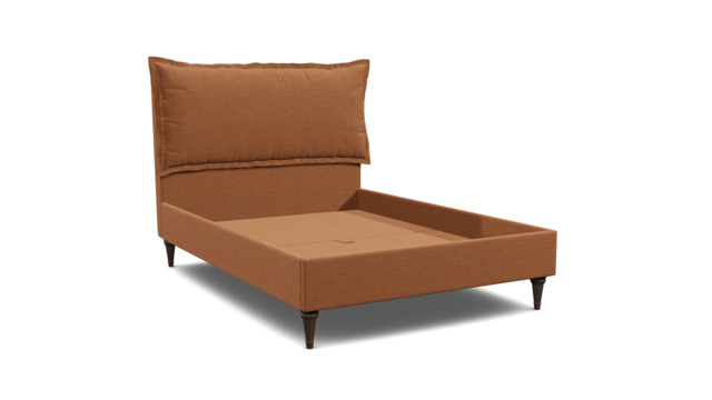 Orange Velvet King Size Bed Frame - Traditional Low End With Large Headboard In Stain Resistant Velvet - Lyndhurst Range - image 1