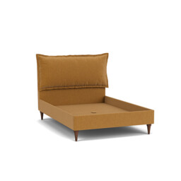 Orange Velvet King Size Bed Frame - Traditional Low End With Large Headboard In Stain Resistant Velvet - Lyndhurst Range