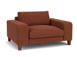 Red Velvet Loveseat Armchair - Modern Snuggle Cuddler Custom Arm Chair In Easy Clean Velvet - Kingly Range