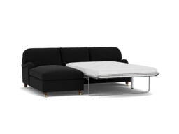 Black Velvet 3 Seater Sofabed With Chaise - Traditional Fold Out Custom Sofa Bed In Easy Clean Velvet - Helston Range