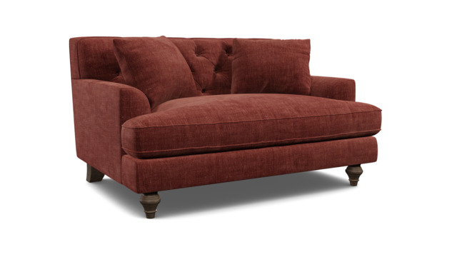 Purple Velvet Loveseat Armchair - Traditional Snuggler Cuddler Custom Arm Chair In Easy Clean Velvet - Charnwood Range - image 1