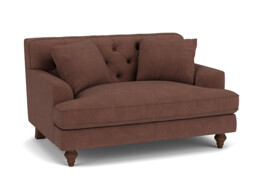 Purple Velvet Loveseat Armchair - Traditional Snuggler Cuddler Custom Arm Chair In Easy Clean Velvet - Charnwood Range