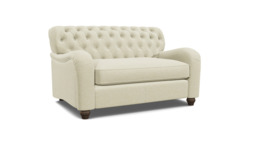 White Chenille Loveseat Armchair Sofabed - Traditional Chesterfield Style Single Chair Bed In Stain Resistant Chenille - Bakewell Range