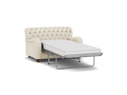 White Chenille Loveseat Armchair Sofabed - Traditional Chesterfield Style Single Chair Bed In Stain Resistant Chenille - Bakewell Range - thumbnail 1