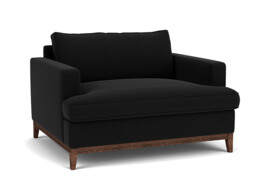 Black Velvet Loveseat Armchair - Modern Snuggle Cuddler Custom Arm Chair In Easy Clean Velvet - Oakham Range