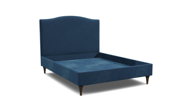 Blue Velvet King Size Bed Frame - Traditional Low End With Large Headboard In Easy Clean Velvet - Avebury Range - image 1