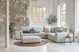 White Chenille 4 Seater Corner Sofa - Modern Style Custom Sofa In Stain Resistant Chenille - Epping Range - thumbnail 4