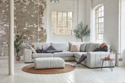 White Chenille 4 Seater Corner Sofa - Modern Style Custom Sofa In Stain Resistant Chenille - Epping Range - thumbnail 2