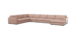 Pink Velvet U Shaped Sofa - Modren U Shape Corner Custom Sofa In Stain Resistant Velvet - Kingston Range