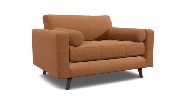Orange Velvet Loveseat Armchair - Modern Snuggle Cuddler Custom Arm Chair In Stain Resistant Velvet - Shoreditch Range - image 1